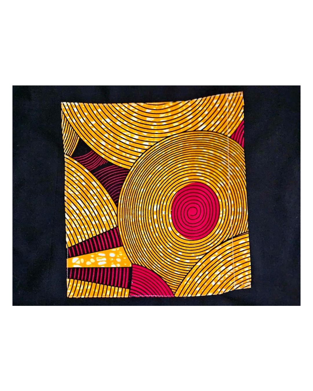 Black African Apron with Wax Circles
