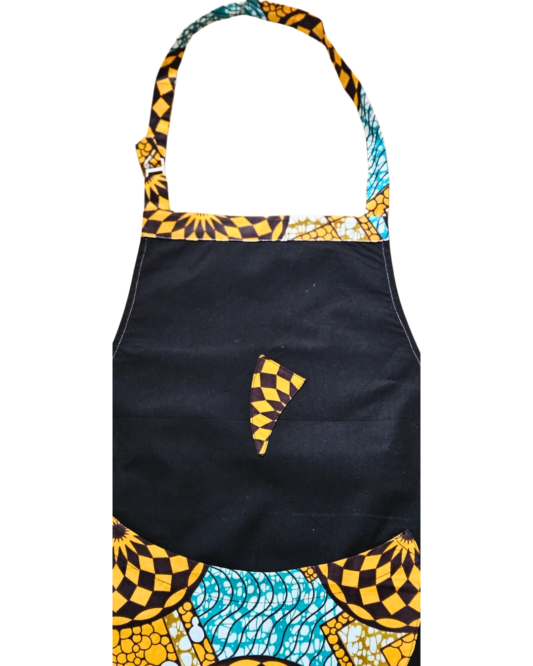 Tablier en Coton Noir avec Imprimé Ghanéen