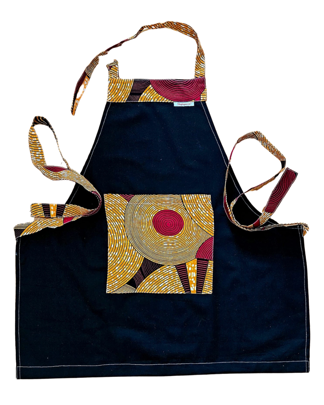 Black African Apron with Wax Circles