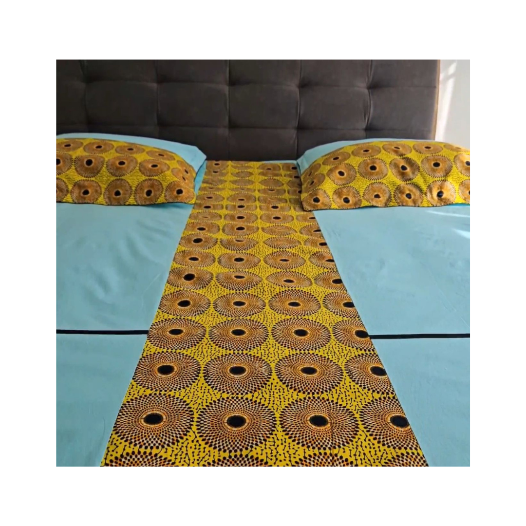 Nsubra Yellow" Duvet Cover 220x240 – West African Inspired Bedding, Vibrant & Stylish