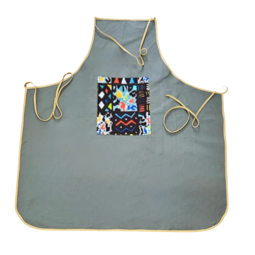 Grey Apron with African Accents