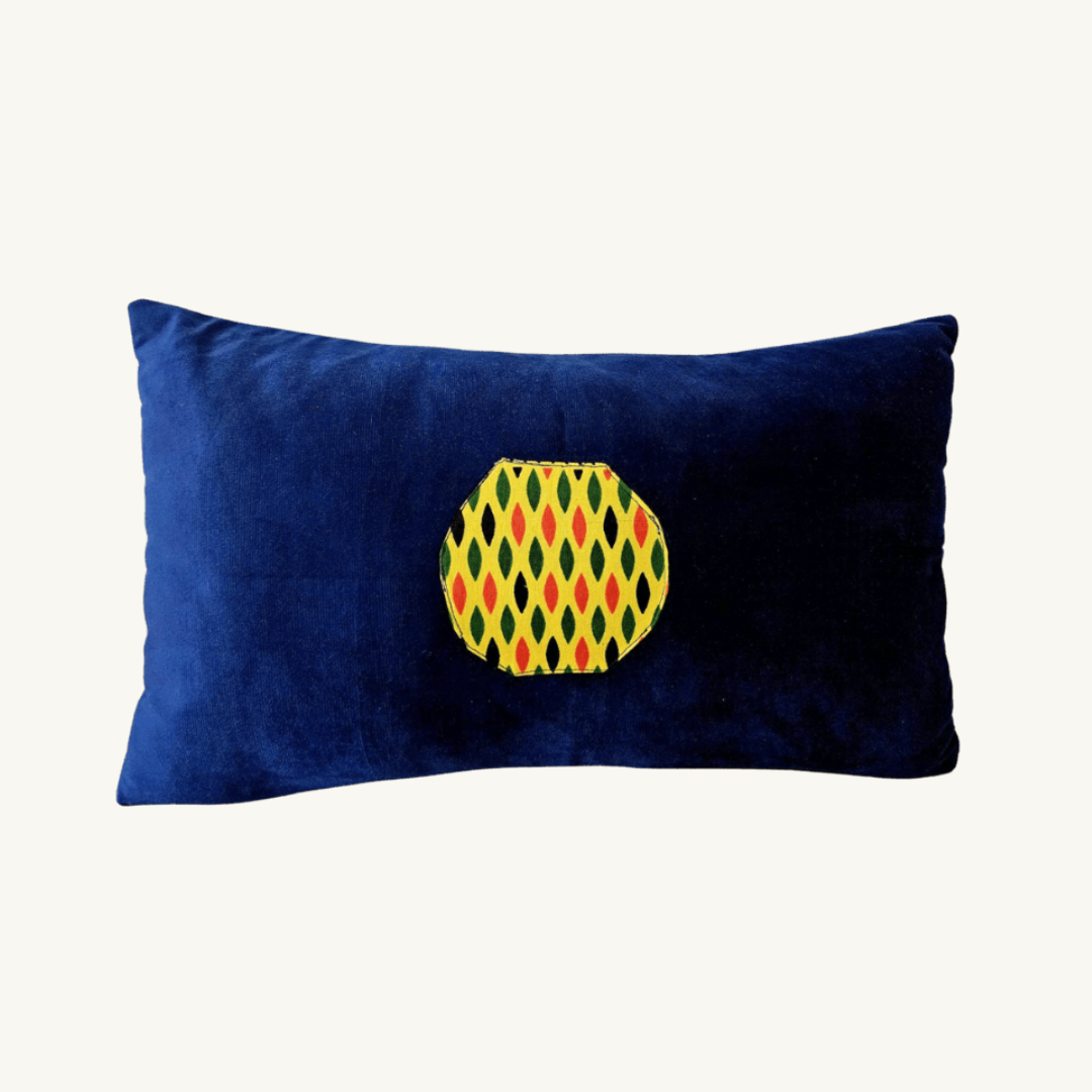 Housse de Coussin Bleu Nuit & Textile Africain