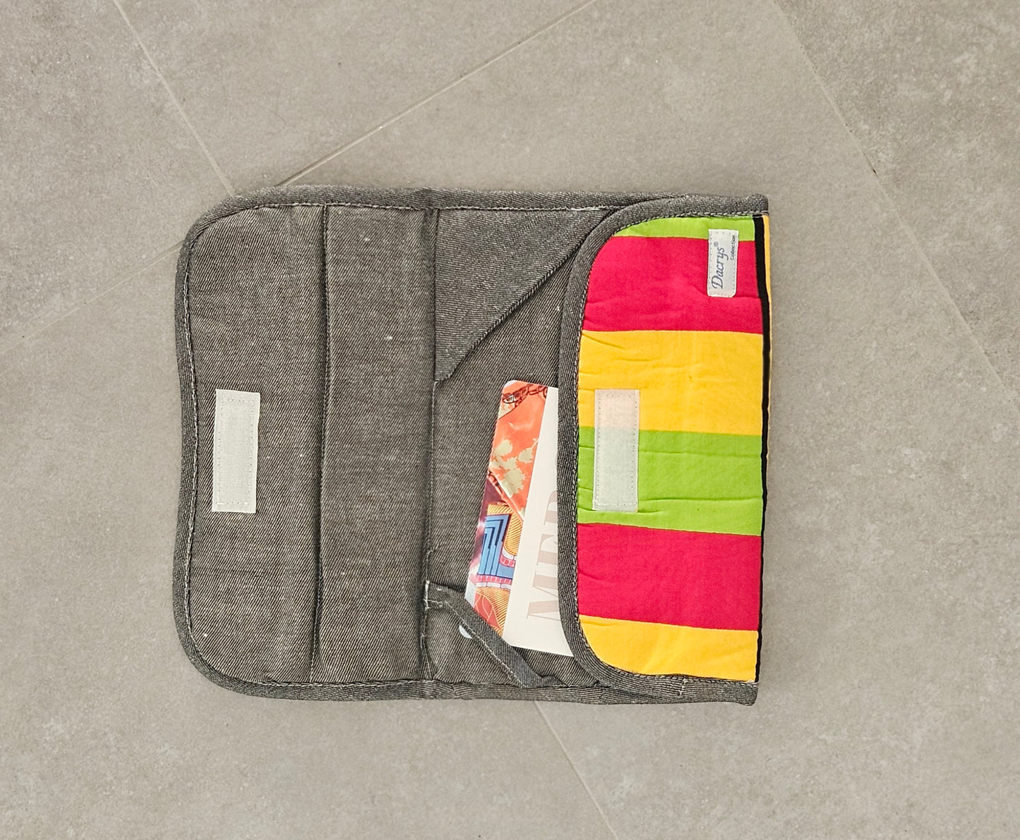 Housse iPad Ethnique - Jean Gris & Tissu Africain – Format 10''