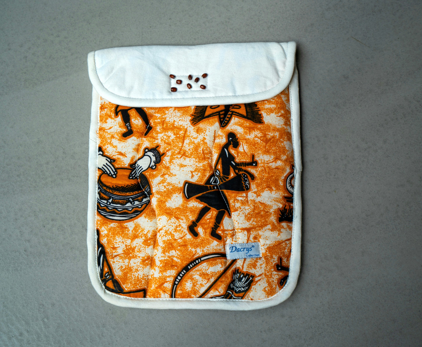 Housse iPad Ethnique - Jean blanc et Tissu Africain