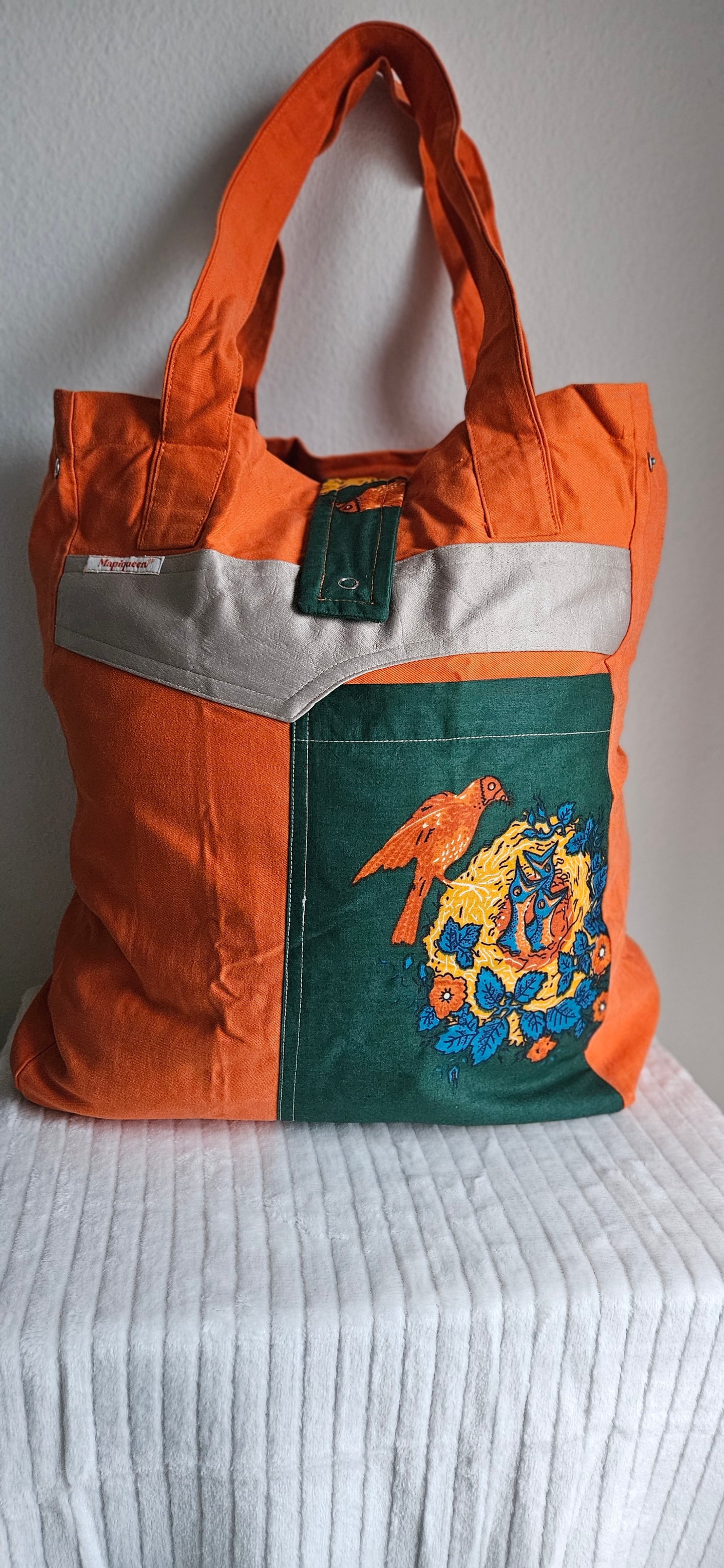 Tote Bag | Ethnique Orange & Vert – Énergie et Élégance Africaine