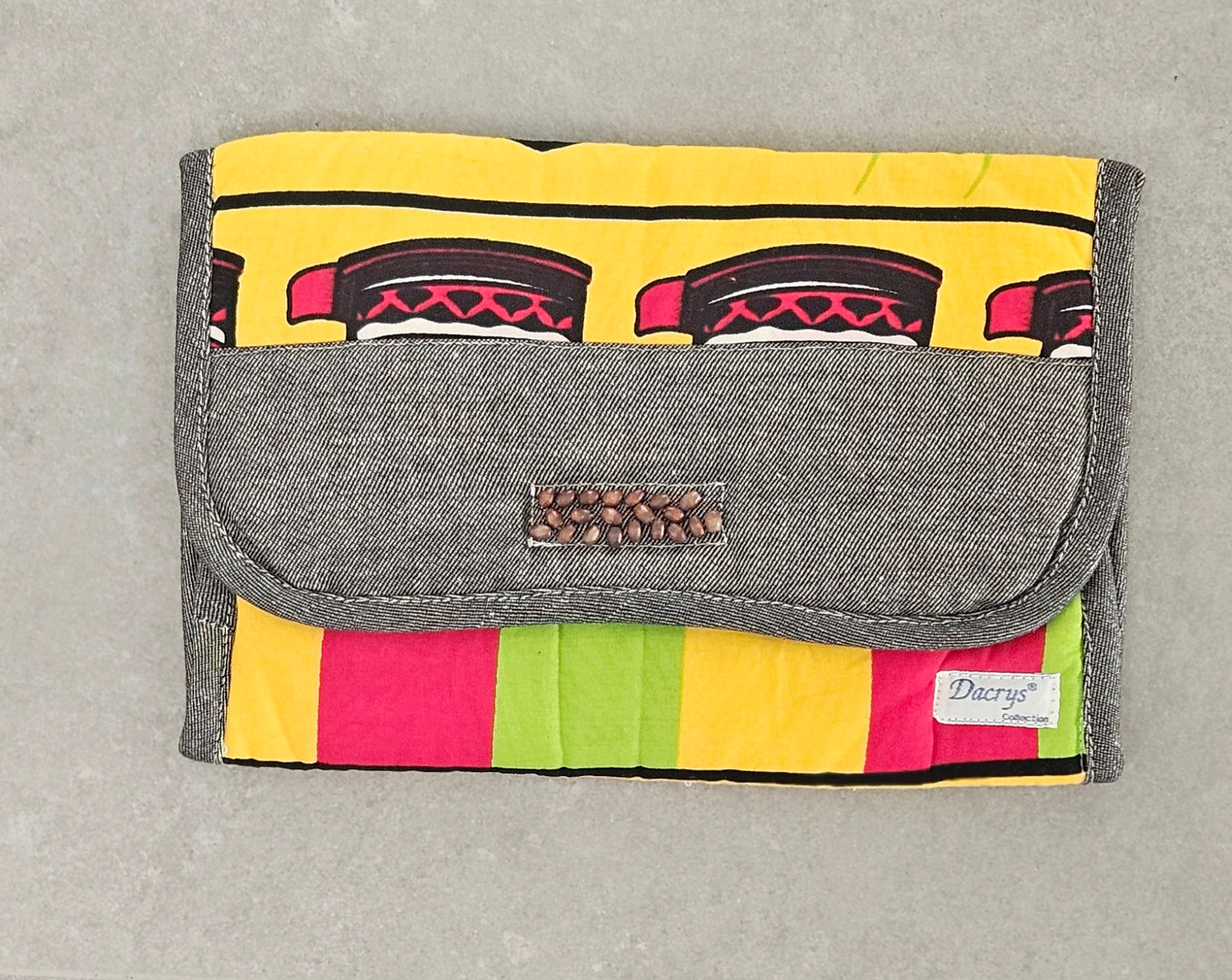 Housse iPad Ethnique - Jean Gris & Tissu Africain – Format 10''