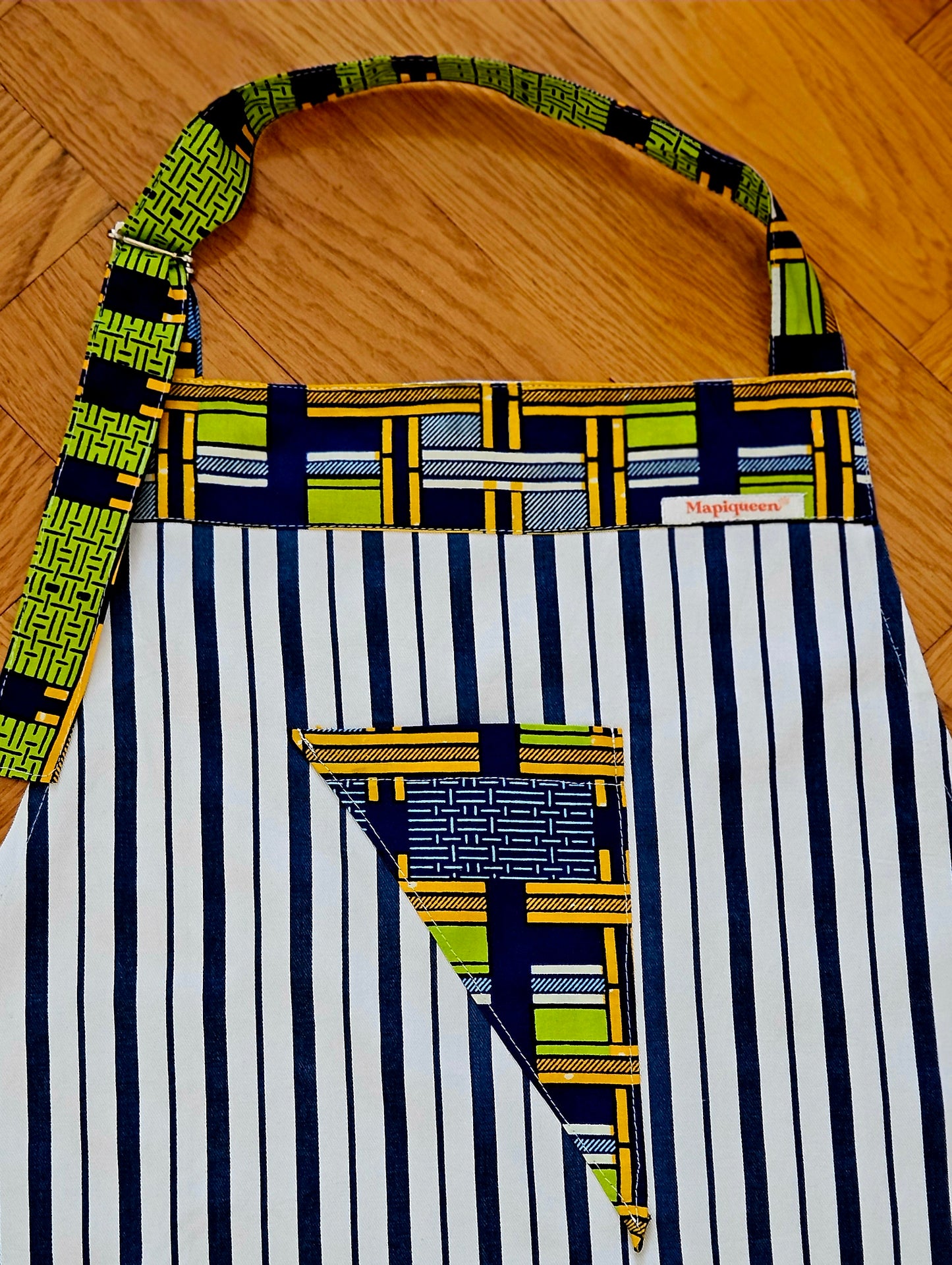 Tablier en Coton à Rayures & Motifs Géométriques