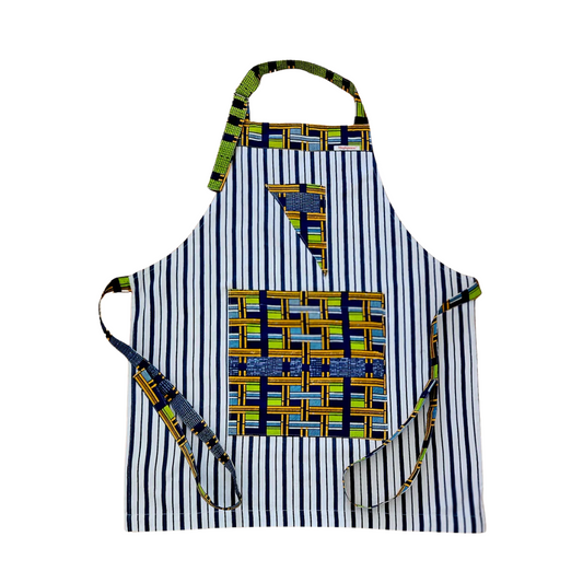 Tablier en Coton à Rayures & Motifs Géométriques