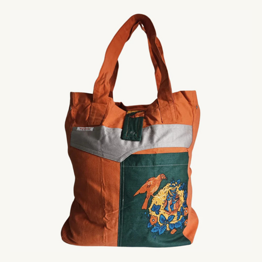 Tote Bag | Ethnique Orange & Vert – Énergie et Élégance Africaine