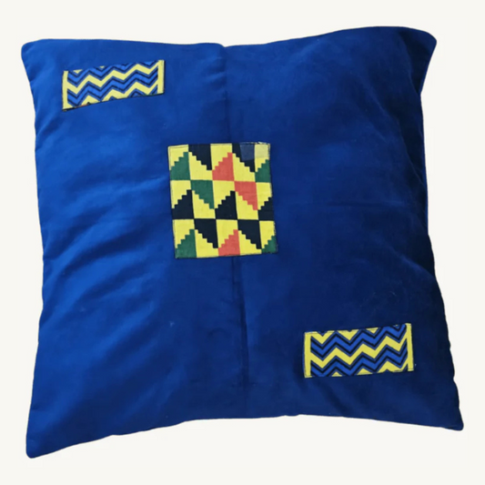 Housse de Coussin Bleu Nuit & Textile Africain