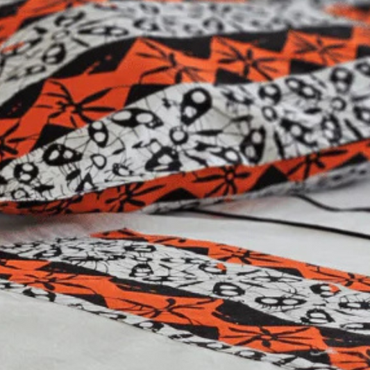 Housse de couette orange" 220x240 en coton de soie - Ambiance africaine bohème