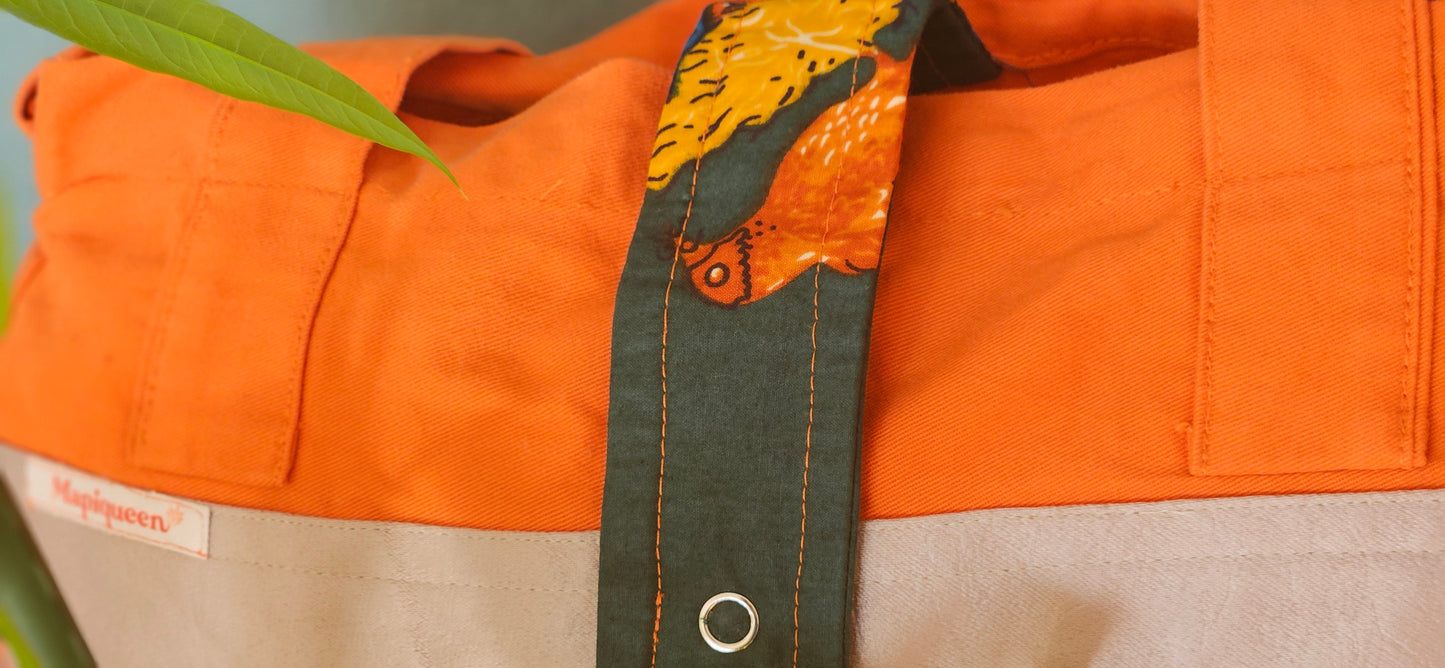 Tote Bag | Ethnique Orange & Vert – Énergie et Élégance Africaine