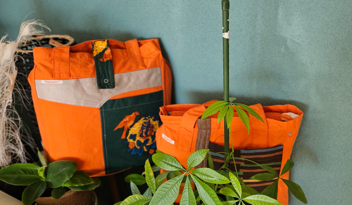 Tote Bag | Ethnique Orange & Vert – Énergie et Élégance Africaine