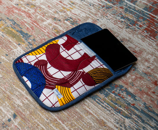 Housse iPad - Tissu Africain & Jean